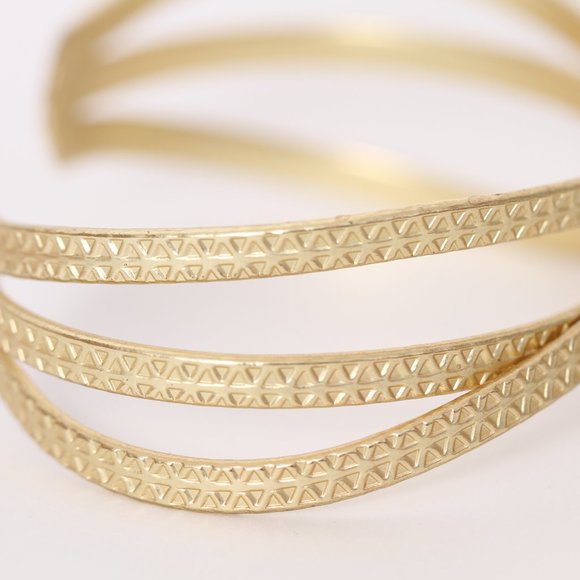 Multi-Row Twisted Gold Tone Cuff Bangle - Picture 2 of 5